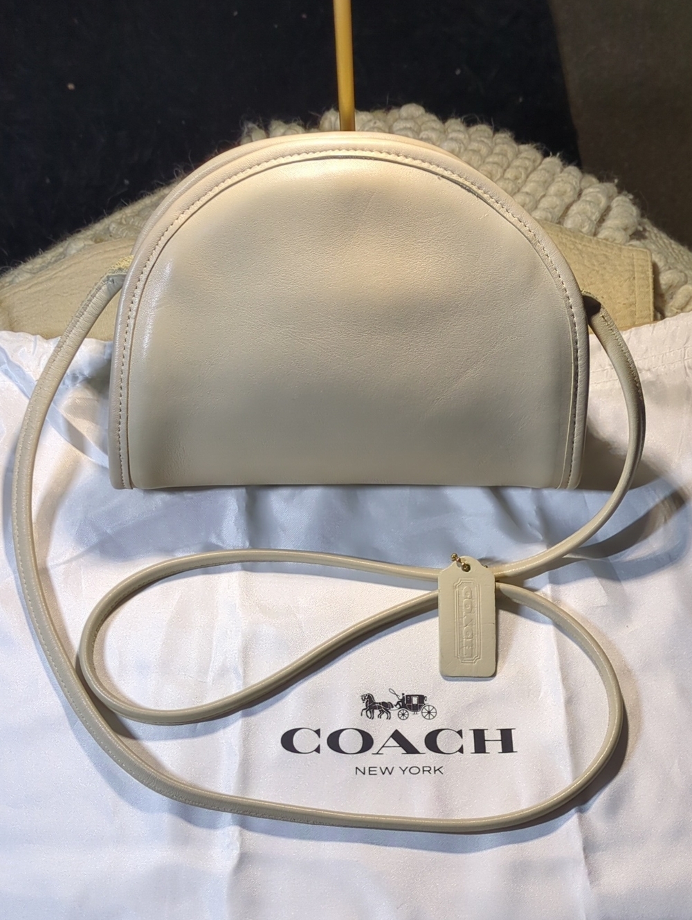 COACH Kimball Vintage Bone Leather Crossbody Half-Moon Design  Now Only $145